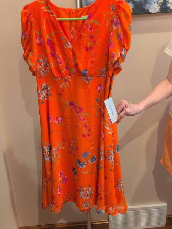 Calvin Klein Dresses & Skirts - Calvin Klein Orange Floral Dress